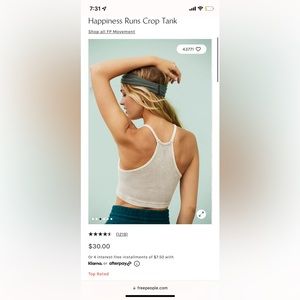 Happiness Runs Free People Free Movement Seamless Crop Tank Size M/L